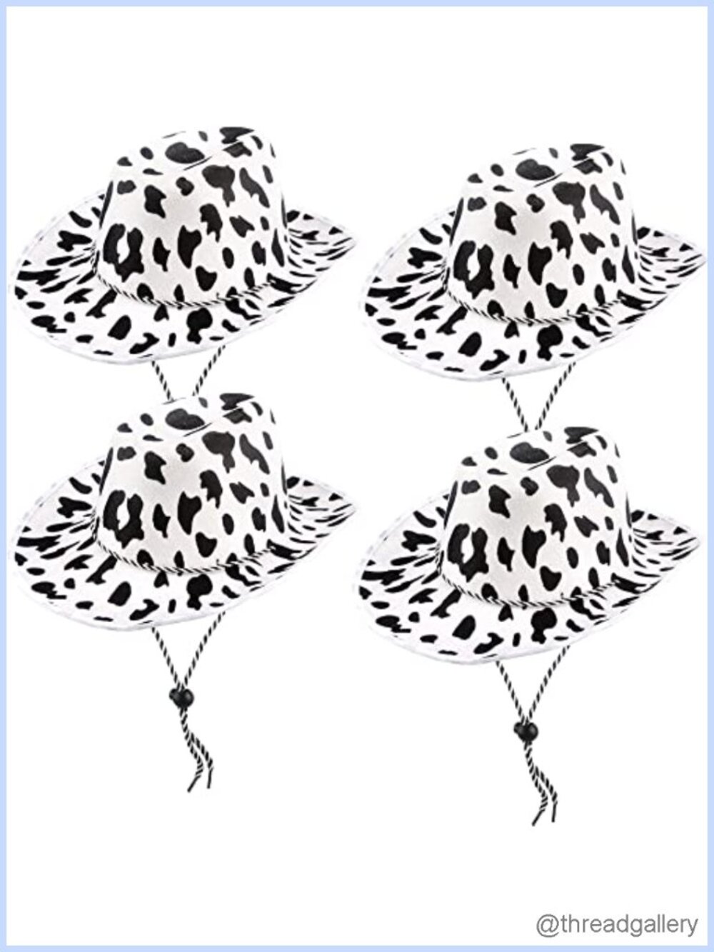 4 Pack Cow Print Cowboy Hat Western Rodeo Costume Party Dress Up
